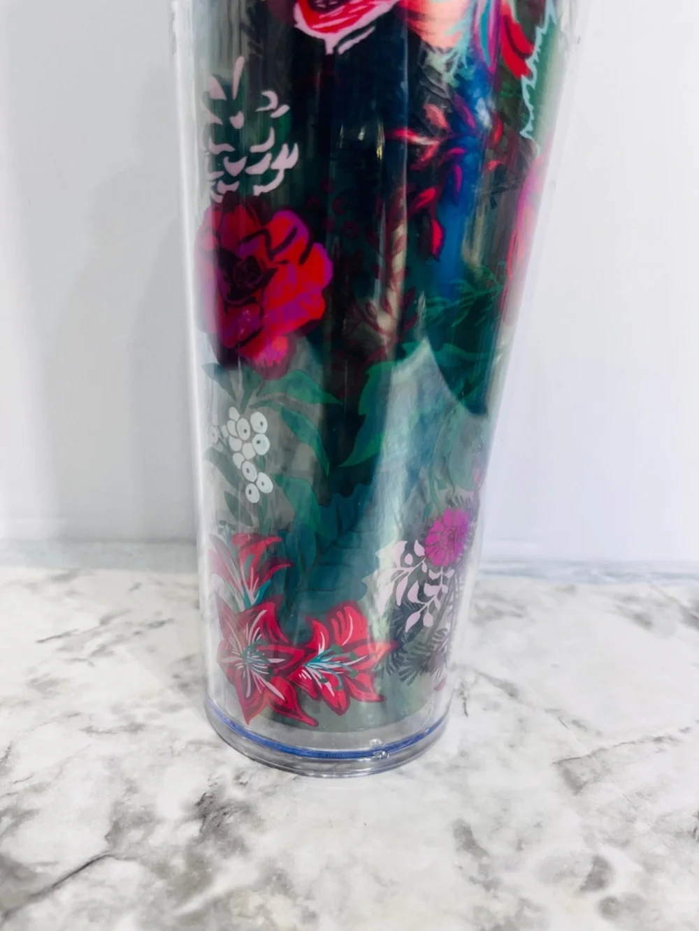Starbucks Green Lid Cup Topper with Red Flower Straw